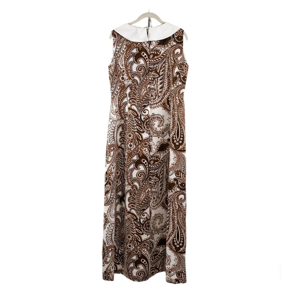 Vintage 70s custom made parsley sleeveless maxi dress size M - Picture 2 of 8